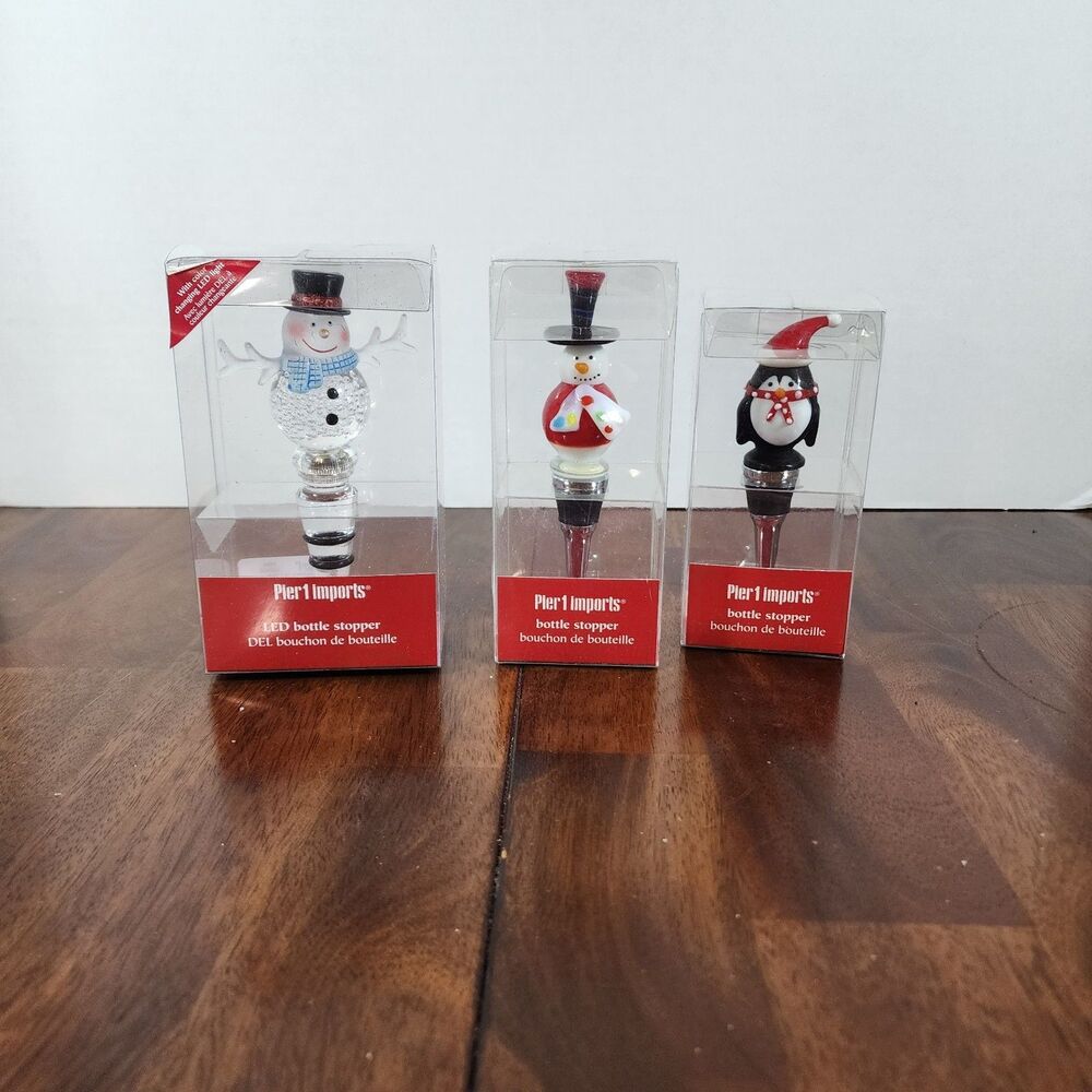 Pier 1 Imports Christmas Themed Bottle Stoppers Set of 3